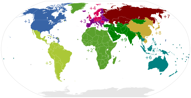 Международные телефонные коды стран мира